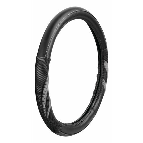 Husa volan imitatie piele Suzuka - M - Ø 37/39cm - Negru/Gri